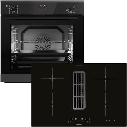 Oranier Backofen Set EBS420 Einbau autark - 9 Funktionen & Induktionskochfeld 80 cm mit Kochfeldabzug KFA390-4 Kochzonen & Slider-Steuerung von Oranier