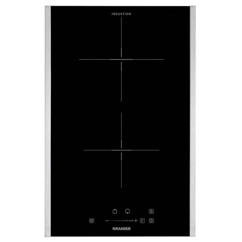 Oranier Domino Induktionskochfeld 30 cm autark KFI330 - Slider Bedienung & 2 Kochzonen - schmales Kochfeld inklusive Seitenleisten aus Edelstahl von Oranier