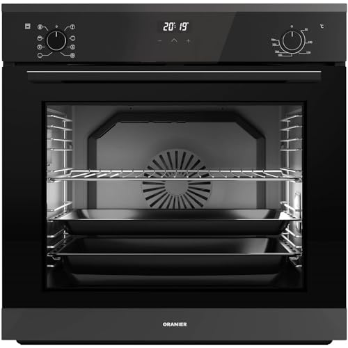 Oranier Einbau Backofen EBS420 autark schwarz 80 Liter Garraum - Soft-Close Tür - Knebel versenkbar - Elektro Einbaubackofen mit 9 Funktionen von Oranier