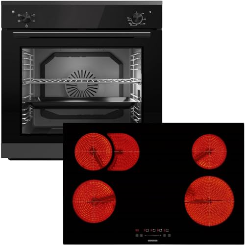 Oranier Einbau-Backofen Set EBS220 autark - 5 Funktionen - breites 80 cm Glaskeramik-Kochfeld KFC180 ohne Induktion - 4 Zonen mit Bräterzone von Oranier