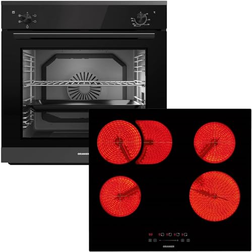 Oranier Einbau-Backofen Set EBS220 autark - 5 Funktionen inkl. 60 cm Glaskeramik-Kochfeld KFC160 ohne Induktion - 4 Zonen mit Bräterzone von Oranier