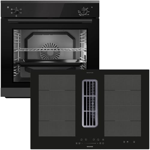 Oranier Einbau-Backofen Set EBS220 autark - 5 Funktionen & Flächen-Induktion 80 cm mit Kochfeldabzug KFA590-4 Kochzonen & Slider-Steuerung von Oranier