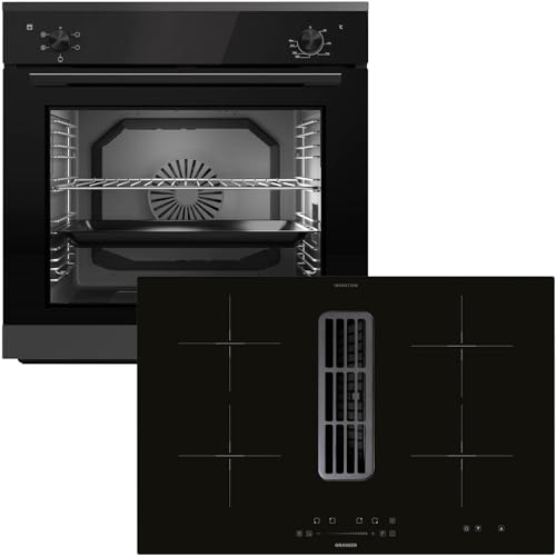 Oranier Einbau-Backofen Set EBS220 autark - 5 Funktionen & Induktionskochfeld 80 cm mit Kochfeldabzug KFA390-4 Kochzonen & Slider-Steuerung von Oranier