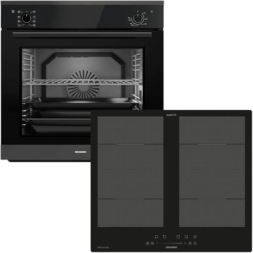 Oranier Einbau-Backofen Set EBS320 autark - 9 Funktionen - 60 cm Flächen-Induktion FLI560 - Kochfeld mit 4 Kochzonen & Brückenfunktion von Oranier