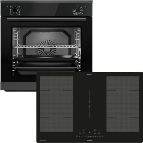 Oranier Einbau-Backofen Set EBS320 autark - 9 Funktionen - breites 80 cm Flächen-Induktion FLI580 - Kochfeld mit 5 Kochzonen & Brückenfunktion von Oranier