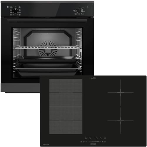 Oranier Einbau-Backofen Set EBS320 autark - 9 Funktionen - breites 80 cm Flexx-Induktion KXI480 - Kochfeld mit Slider-Steuerung & Brückenfunktion von Oranier