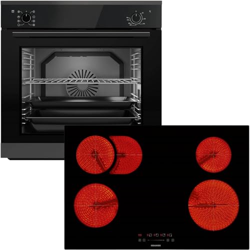 Oranier Einbau-Backofen Set EBS320 autark - 9 Funktionen - breites 80 cm Glaskeramik-Kochfeld KFC180 ohne Induktion - 4 Zonen mit Bräterzone von Oranier