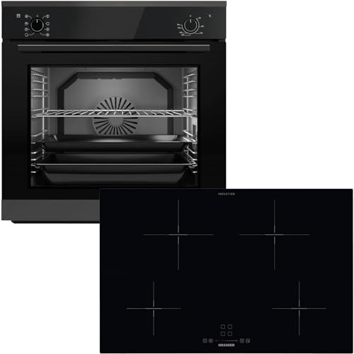 Oranier Einbau-Backofen Set EBS320 autark - 9 Funktionen - breites 80 cm Induktionskochfeld KFI380 - Kochfeld mit Slider-Bedienung & Warmhaltestufe von Oranier