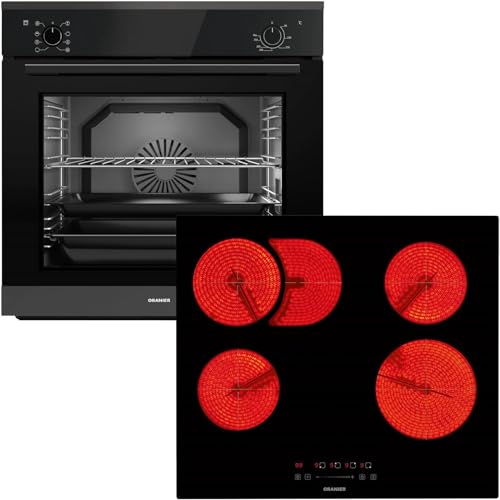 Oranier Einbau-Backofen Set EBS320 autark - 9 Funktionen inkl. 60 cm Glaskeramik-Kochfeld KFC160 ohne Induktion - 4 Zonen mit Bräterzone von Oranier