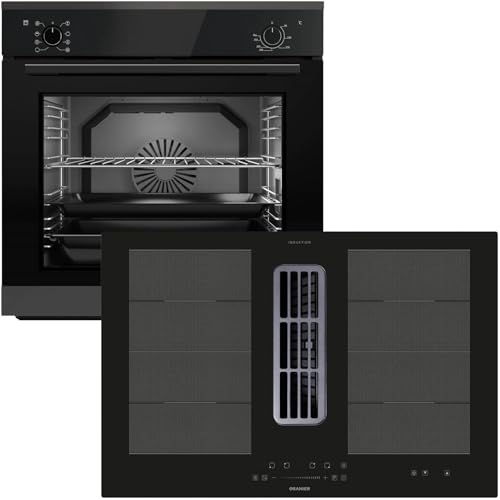 Oranier Einbau-Backofen Set EBS320 autark - 9 Funktionen & Flächen-Induktion 80 cm mit Kochfeldabzug KFA590-4 Kochzonen & Slider-Steuerung von Oranier