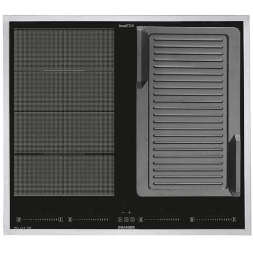 Oranier Flächen-Induktion-Kochfeld 60 cm FLI660 - autarkes Induktionskochfeld mit Brückenfunktion gerillte Grillplatte & Edelstahl Kochfeldrahmen von Oranier