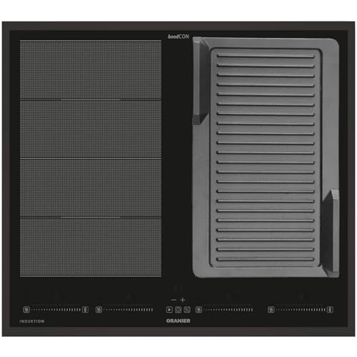 Oranier Flächen-Induktion-Kochfeld 60 cm FLI660 - autarkes Induktionskochfeld mit Brückenfunktion gerillte Grillplatte & schwarzer Kochfeldrahmen von Oranier