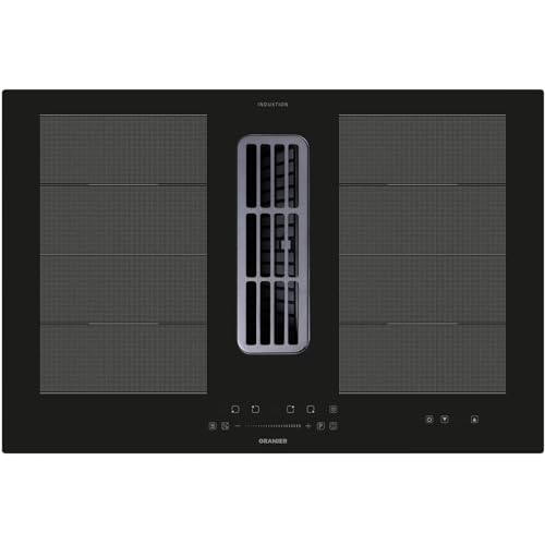 Oranier Flächen-Induktionskochfeld 80 cm mit Dunstabzug - großes Kochfeld mit Abluft-Umluft Kochfeldabzug & Slider Bedienung - 4 Kochzonen KFA590 von Oranier