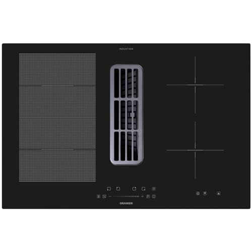 Oranier FlexX-Induktionskochfeld 80 cm mit Dunstabzug - großes Kochfeld mit Abluft-Umluft Kochfeldabzug & Slider Bedienung - 4 Kochzonen KFA490 von Oranier