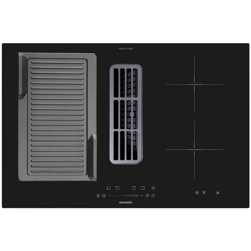 Oranier FlexX-Induktionskochfeld 80 cm mit Kochfeldabzug - großes Kochfeld mit Abluft-Umluft inklusive Grillplatte gerillt von Oranier