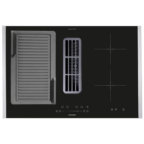 Oranier FlexX-Induktionskochfeld 80 cm KFA490 mit Kochfeldabzug - großes Kochfeld mit Abluft-Umluft & Grillplatte gerillt & Edelstahl Seitenleisten Oranier FlexX-Induktionskochfeld 80 cm KFA490 mit Kochfeldabzug - großes Kochfeld mit Abluft-Umluft & Grillplatte gerillt & Edelstahl Seitenleisten von Oranier