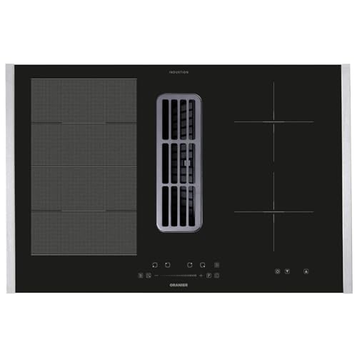 Oranier Flexx-Kochfeld 80 cm Induktion KFA490 - autarkes Induktionskochfeld mit Abluft-Umluft Kochfeldabzug inkl. Kochfeld-Seitenleisten aus Edelstahl von Oranier