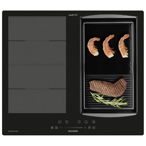 Oranier Induktionskochfeld 60 cm FLI560 - Flächen-Induktion-Kochfeld autark Brückenfunktion links und rechts & Grillplatte halb-gerillt von Oranier