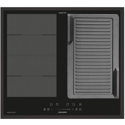 Oranier Induktionskochfeld 60 cm FLI560 - Flächen-Induktion-Kochfeld autark Brückenfunktion & Grillplatte gerillt & schwarzer Kochfeldrahmen von Oranier