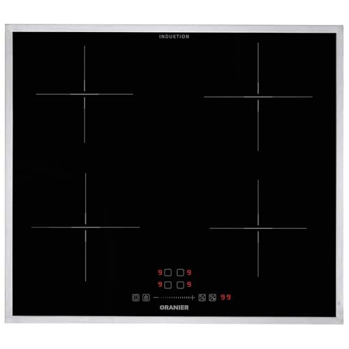 Oranier Induktionskochfeld 60 cm KFI360 Slider Bedienung & 4 Kochzonen autark - quadratisches Glaskeramikkochfeld mit Edelstahl Kochfeldrahmen von Oranier