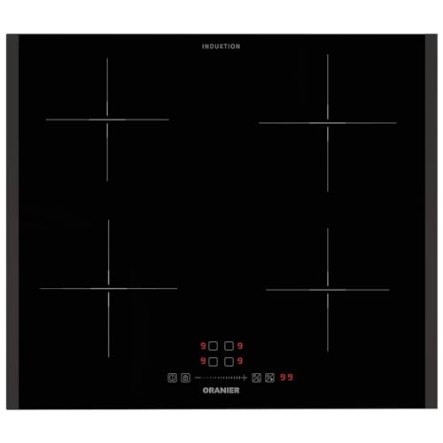 Oranier Induktionskochfeld 60 cm KFI360 Slider Bedienung & 4 Kochzonen - quadratisches autarkes Glaskeramikkochfeld & schwarze Kochfeld-Seitenleisten von Oranier