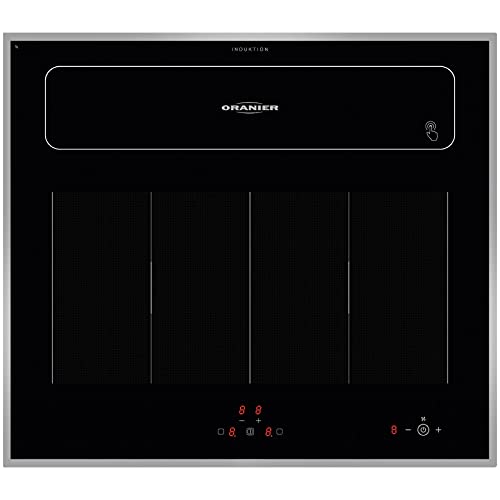 Oranier Induktionskochfeld 60 cm - autarkes quadratisches Flexinduktion Kochfeldbzug Abluft-Umluft KXI 1062 TC & Edelstahl-Kochfeldrahmen von Oranier