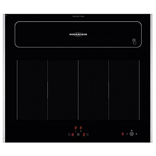 Oranier Induktionskochfeld 60 cm - autarkes quadratisches Flexinduktion Kochfeldbzug Abluft-Umluft KXI 1062 TC & Edelstahl-Seitenleisten, Schwarz von Oranier