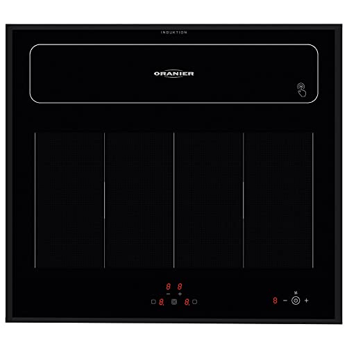 Oranier Induktionskochfeld 60 cm - autarkes quadratisches Flexinduktion Kochfeldbzug Abluft-Umluft KXI 1062 TC & schwarzer Kochfeldrahmen von Oranier