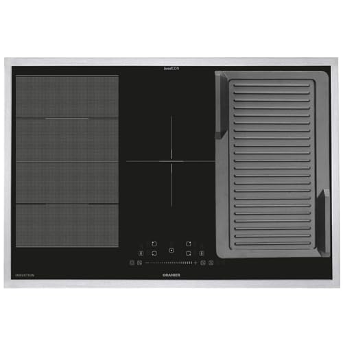 Oranier Induktionskochfeld 80 cm FLI580 - Flächen-Induktion-Kochfeld autark Brückenfunktion & Grillplatte gerillt & Edelstahl Kochfeldrahmen von Oranier