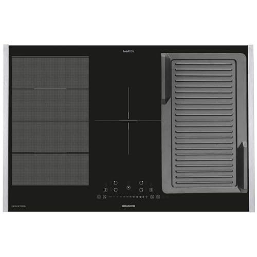 Oranier Induktionskochfeld 80 cm FLI580 - Flächen-Induktion-Kochfeld autark Brückenfunktion & Grillplatte gerillt & Edelstahl Seitenleisten von Oranier
