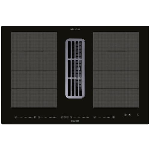 Oranier Induktionskochfeld 80 cm mit Dunstabzug - großes Flächen-Kochfeld Abluft-Umluft Kochfeldabzug & Multi-Slider Steuerung - 4 Kochzonen KFA690 von Oranier