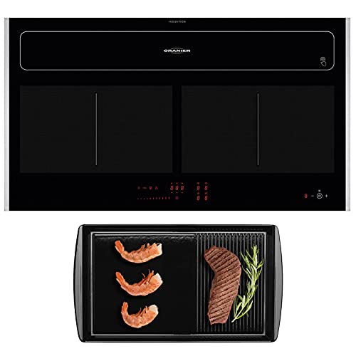Oranier KFL 2092 SL Flächeninduktion 90 cm - autarkes Umluft Induktionskochfeld - vollflächige Kochzone & 2 Edelstahl Seitenleisten & Grillplatte von Oranier