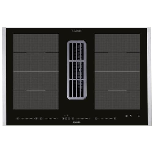 Oranier Kochfeld 80 cm Flächen-Induktion mit Dunstabzug KFA690 - autarkes Induktionskochfeld mit Multi-Slider inkl. Edelstahl Kochfeld-Seitenleisten von Oranier