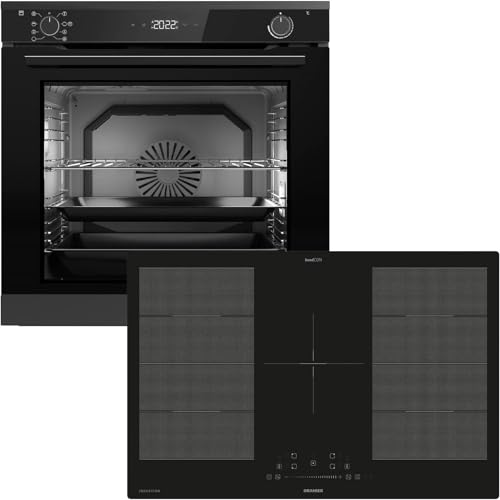 Oranier Pyrolyse Backofen Set EBP620 Einbau autark - 9 Funktionen - 80 cm Flächen-Induktion FLI580 - Kochfeld mit 5 Kochzonen & Brückenfunktion von Oranier