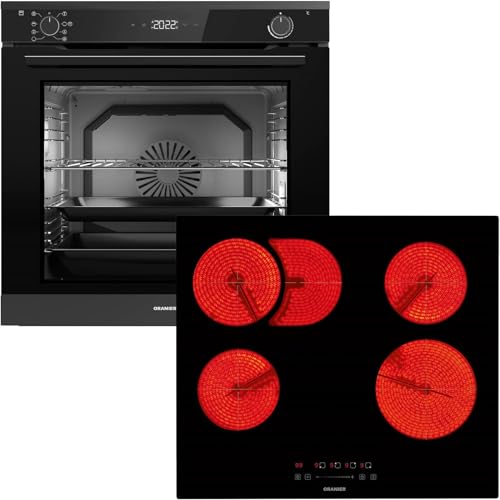 Oranier Pyrolyse Backofen Set EBP620 Einbau autark - 9 Funktionen inkl. 60 cm Glaskeramik-Kochfeld KFC160 ohne Induktion - 4 Zonen mit Bräterzone von Oranier