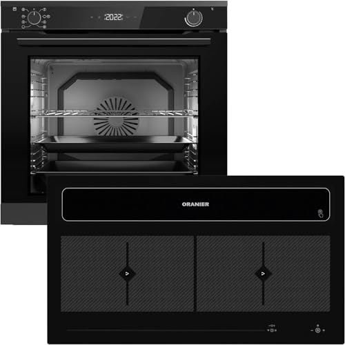 Oranier Pyrolyse Backofen Set EBP620 Einbau autark - 9 Funktionen & Flächen-Induktion 90 cm Kochfeldabzug KFL 2094-4 Kochzonen & Brückenfunktion von Oranier