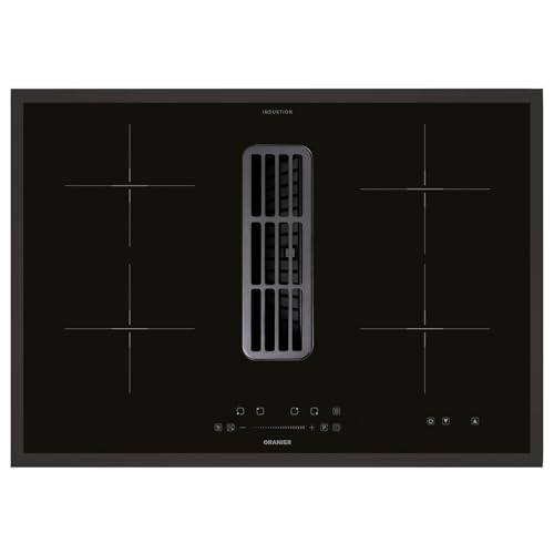Oranier autarkes Kochfeld 80 cm Induktion KFA390 - großes Induktionskochfeld mit Abluft-Umluft Dunstabzug inkl. schwarzen Kochfeldrahmen von Oranier