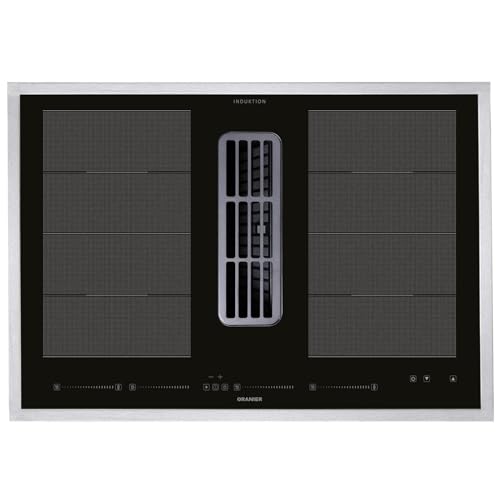 Oranier großes Kochfeld 80 cm Flächen-Induktion mit Dunstabzug KFA690 - autarkes Induktionskochfeld mit Multi-Slider inkl. Edelstahl Kochfeldrahmen von Oranier