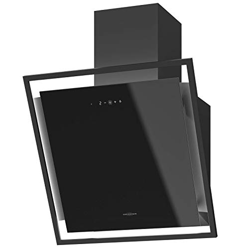 Oranier kopffreie Umluft Wandhaube 60 cm Selena - kleine Dunstabzugshaube im Kopffrei-Design - schwarze Schräghaube mit Touch Control & Fernbedienung von Oranier