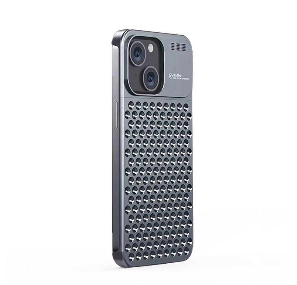 Orbeet Smartphone-Hülle Alu Metall Hülle Hohl Wabe Wärmeableitung Abdeckung für iPhone 15 von Orbeet