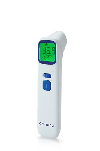 Orbisana FTM 380 Infrarot Fieberthermometer mit Altersstufen - 3 Monate – 6 Jahre / 6 Jahre – 12 Jahre/ab 12 Jahren; Misst in °C oder °F; 40 Speicherplätze; Maße: 14,3 x 3,5 x 4,1 cm von Orbisana