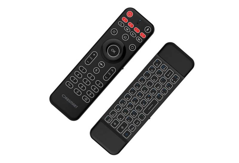 Orbsmart AM-1 Pro Airmouse Fernbedienung mit Wireless-Tastatur (kabellos, deutsches Layout (QWERTZ), LED-Beleuchtung, Mikrofon) von Orbsmart
