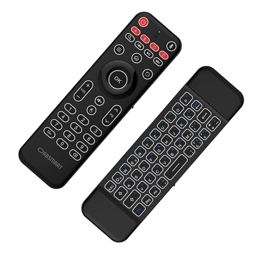Orbsmart AM-1 Pro kabellose Airmouse Fernbedienung mit Mini-Tastatur | Deutsch (QWERTZ) | beleuchtet | Gyro-Maus | 2.4 GHz | Mikrofon von Orbsmart