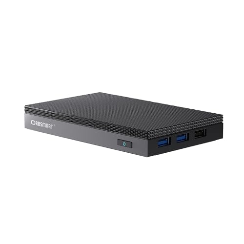 Orbsmart AW-15L Mini-PC Windows 11 Pro Desktop-PC | Computer | Micro PC | lüfterlos | stromsparend (Intel N100 CPU, 8GB RAM, 256GB int. Speicher, 2X HDMI, USB-C, WiFi 6) von Orbsmart