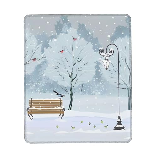 Mauspad mit Aufdruck "Birds In The Park On A Snowy Day", 17,8 x 21,6 cm, rutschfeste Gummiunterseite, Gaming-Mauspad für Computer, Laptop, Büro, Zuhause von OrcoW