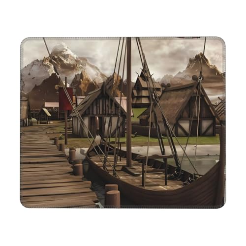 Mauspad mit altem Wikinger-Motiv, 25,4 x 30,5 cm, rutschfeste Gummiunterseite, Gaming-Mauspad für Computer, Laptop, Büro, Zuhause von OrcoW