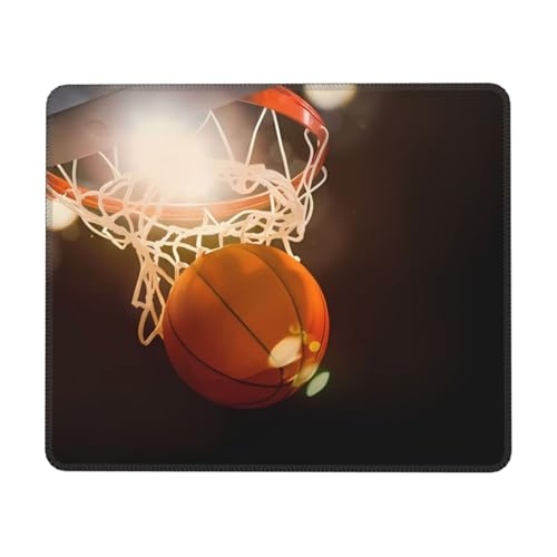 OrcoW Mauspad mit Basketball-Motiv, großes Gaming-Mauspad, Mauspad mit rutschfester Gummiunterseite, wasserdichte Schreibtischunterlage, 21,1 x 26,2 cm von OrcoW