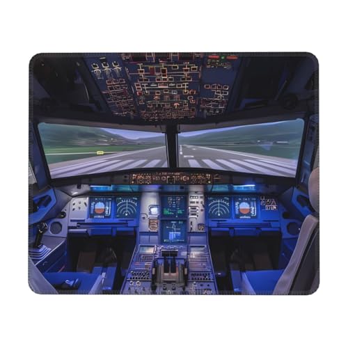 OrcoW Mauspad mit Flugzeug-Cockpit, bedruckt, großes Gaming-Mauspad, Mausmatte mit rutschfester Gummiunterseite, wasserdichte Schreibtischunterlage, 20,1 x 24,1 cm von OrcoW
