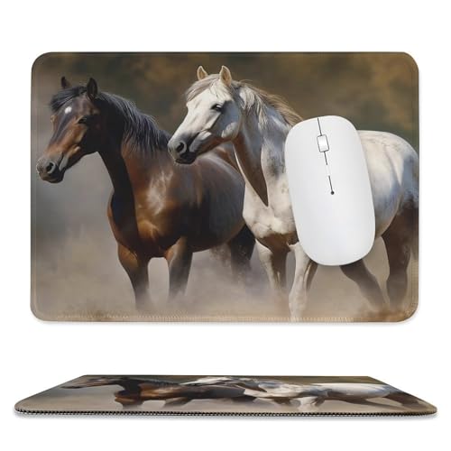 OrcoW Mauspad mit Pferdemotiven und rutschfester Gummiunterseite, quadratisch, Computer-Mauspad, komfortables Gaming-Mauspad, wasserdichtes Mauspad für Laptop, 20 x 24 cm von OrcoW