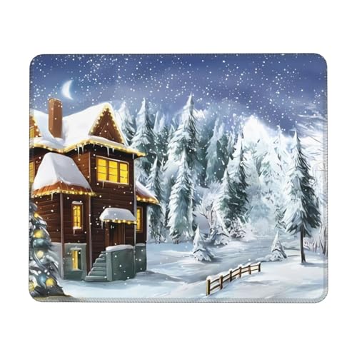 OrcoW Mauspad mit weihnachtlichem Wintermotiv und fröhlicher Szene, großes Gaming-Mauspad, Mauspad mit rutschfester Gummiunterseite, wasserdichte Schreibtischunterlage, 20,1 x 24,1 cm von OrcoW